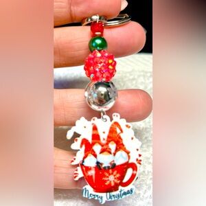 Gnome Christmas theme keychain with a touch of bling/purse charm/keychain